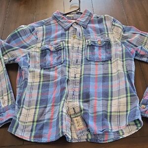 Abercrombie & Fitch Blue Plaid Casual Button Down Shirt